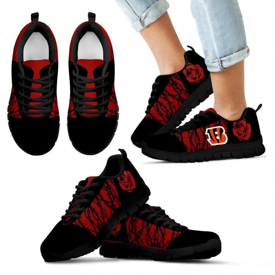 Rose Plant Gorgeous Lovely Logo Cincinnati Bengals Sneakers #847