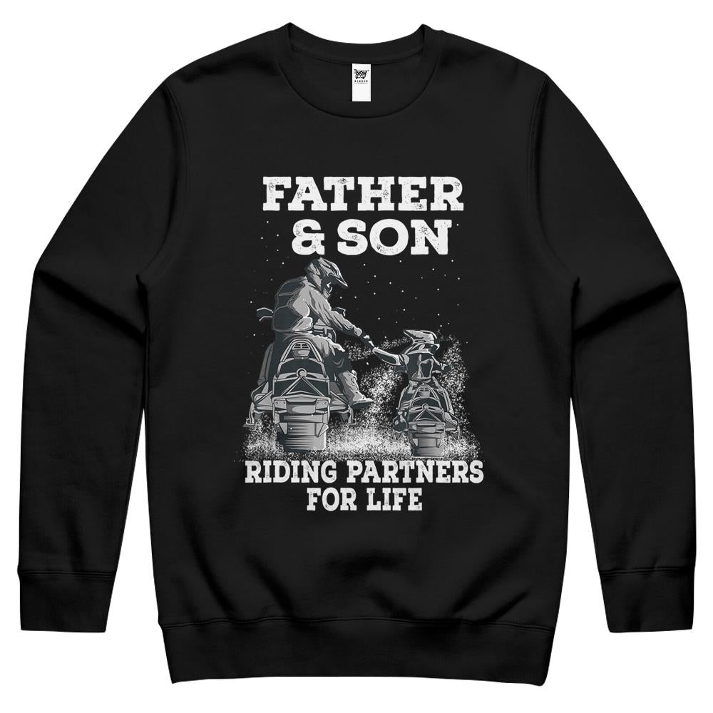 Snowmobile Father And Son Riding Partners For Life Snowcross Crewneck Sweatshirt