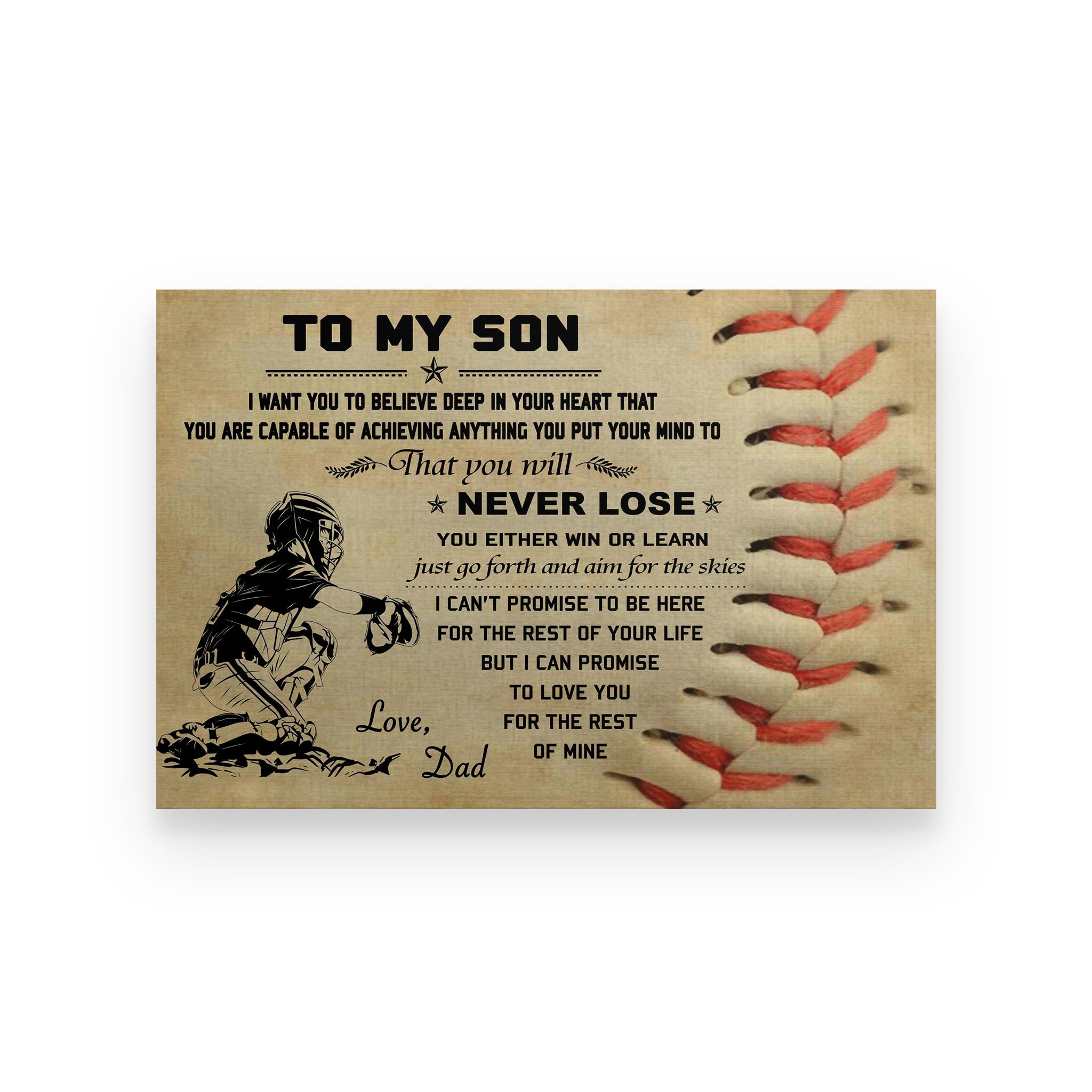 baseball poster dad to son never lose