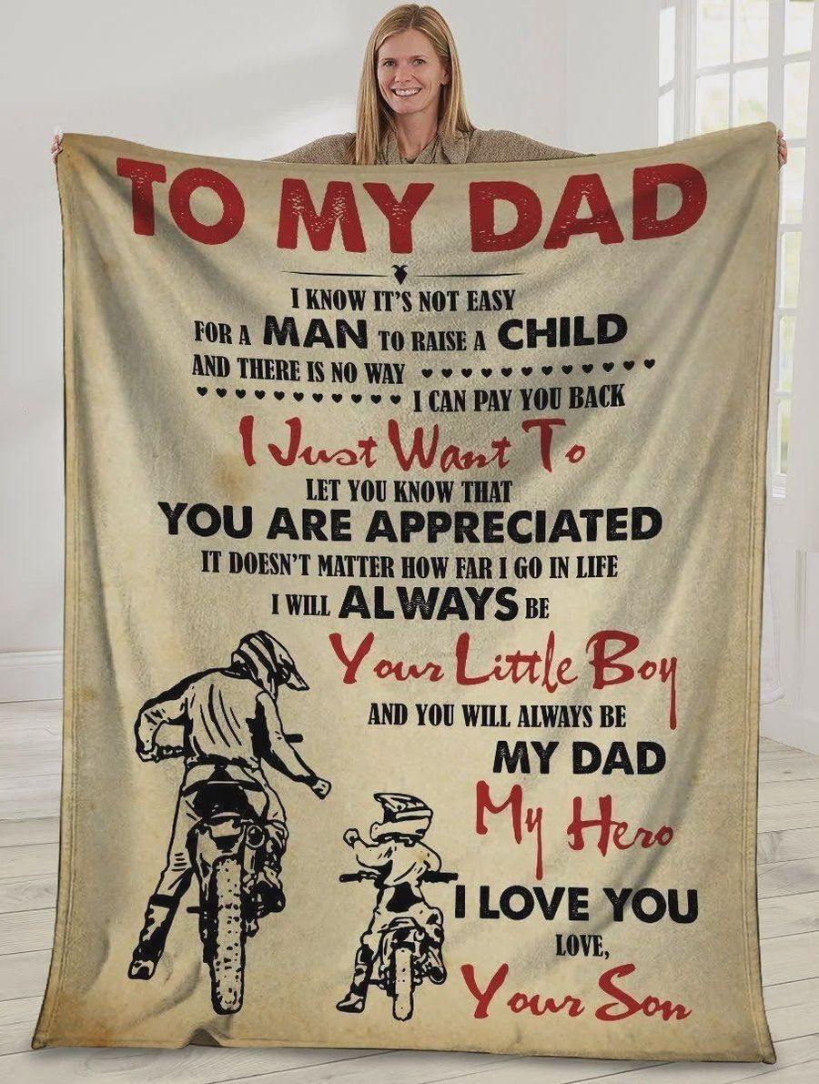 To My Dad Motorbike From Son I Know It’S Not Easy For A Man To Brave A Child Gift For Birthday Gift For Father’S Day Home Decor Fleece Blanket