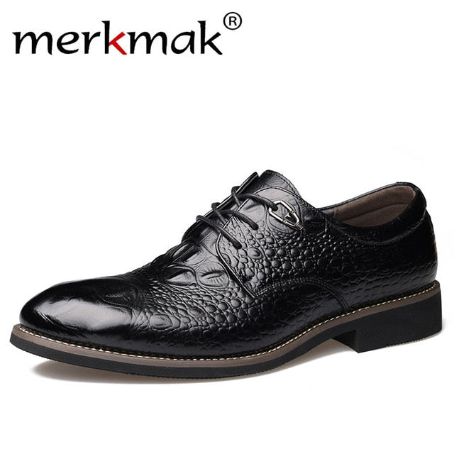 Dress Shoes Genuine Leather Men’S Oxford Shoes Alligator Pattern Derby Shoes