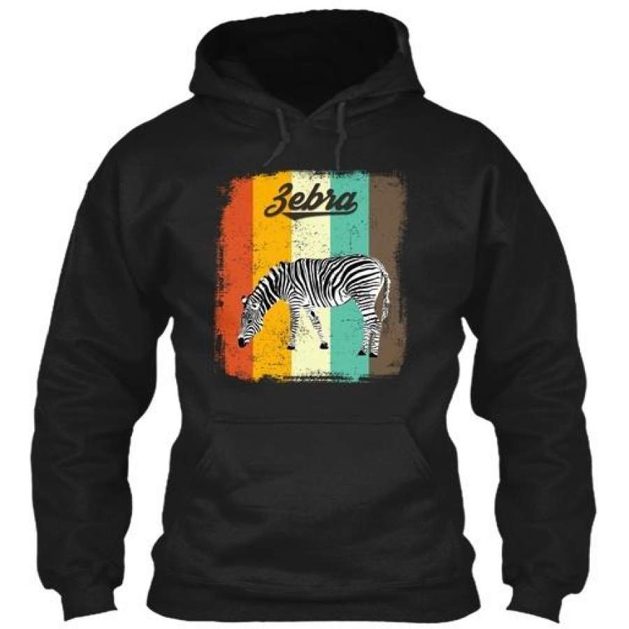 Zebra Retro 70s Vintage Animal Lover Gildan Hoodie Sweatshirt