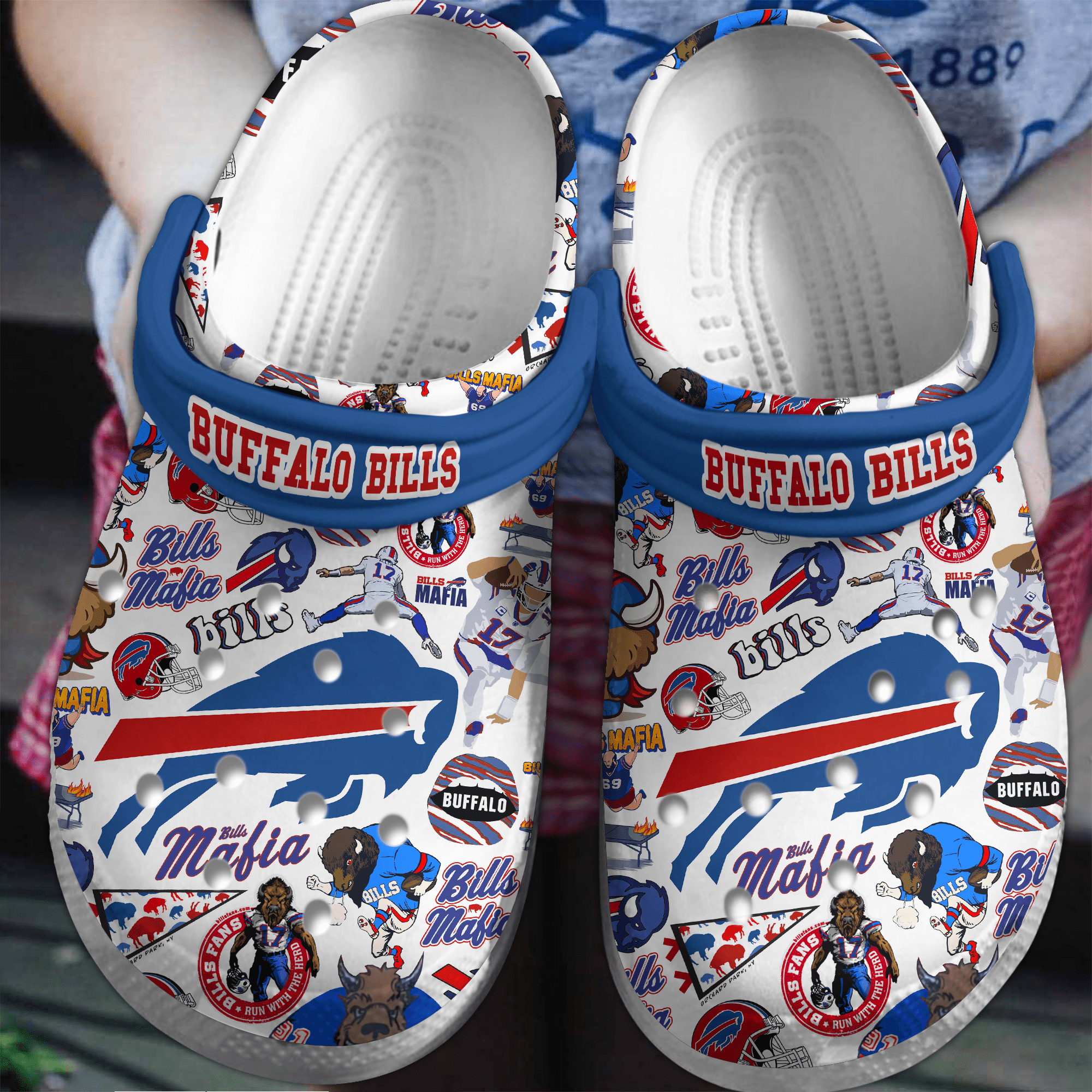 Buffalo Bills NFL Sport Crocs Crocband Clogs Shoes Comfortable For Men Women and Kids 2