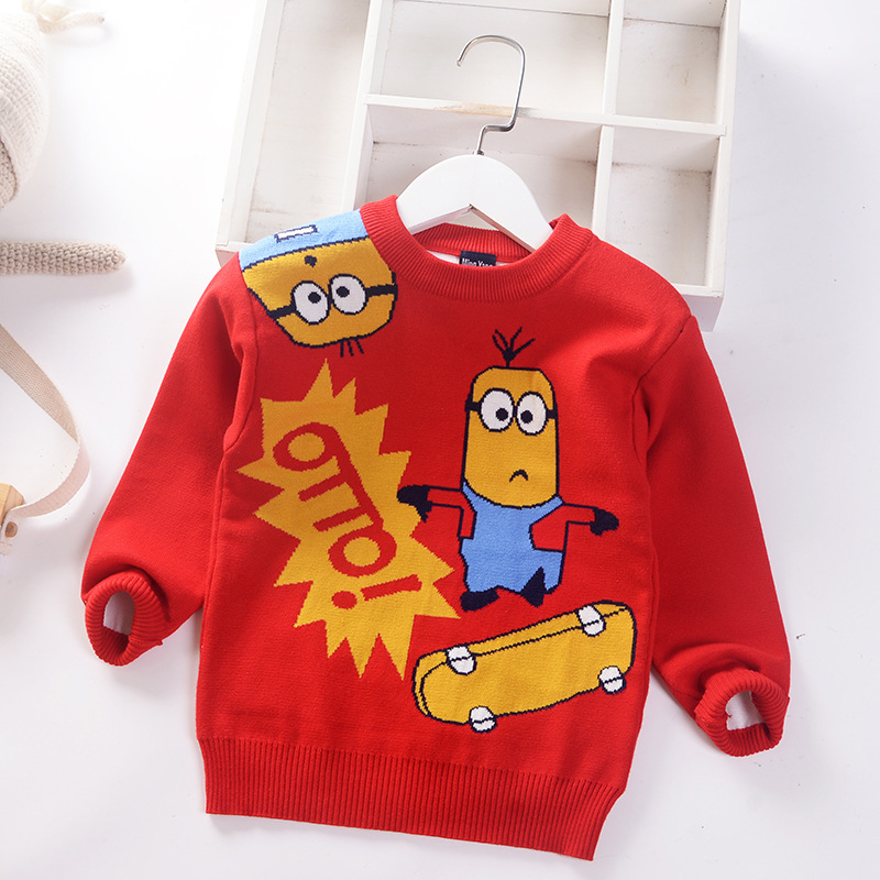 2022 Autumn Winter New Baby Boys Girls Sweater Jumper Cartoon Letter Cotton Children Sweaters Toddler Pullover Kids Clothes 2-7y alx