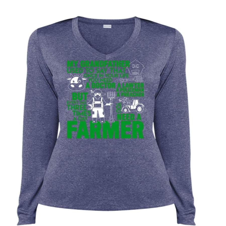 You Need A Farmer T Shirt, You Need A Doctor T Shirt, Cool Shirt (Ladies LS Heather V-Neck)