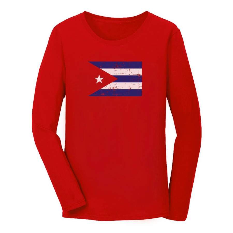 Cuba Flag – Vintage Retro Cuban Women Long Sleeve T-Shirt