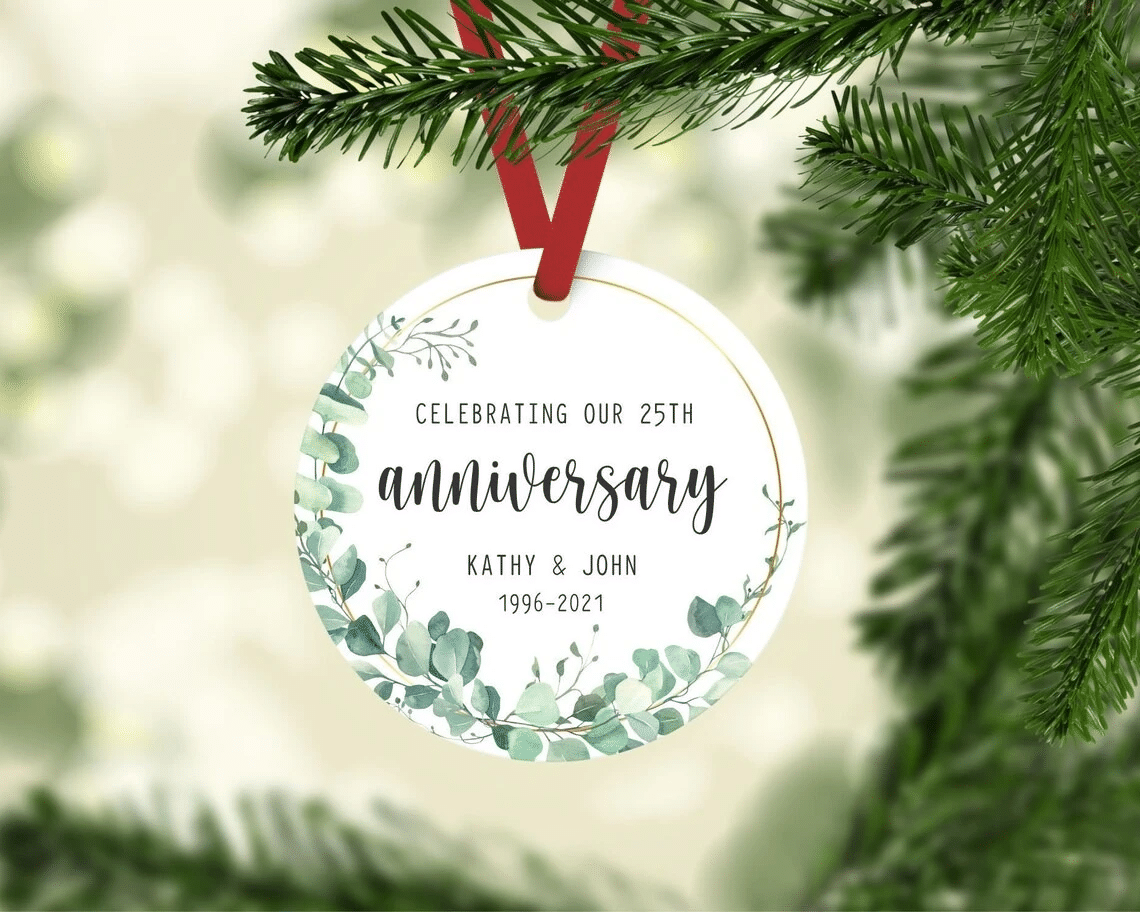 [Personalized Name & Number] Wedding Anniversary Ornament, Anniversary Christmas Ornament, Christmas Tree Decoration, Christmas Home Decor 2