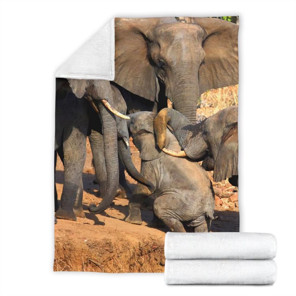 Animal Elephant Indian Family Save Elephant Fleece Blanket Family Gift Home Decor Bedding Couch Sofa Soft And Comfy Cozy