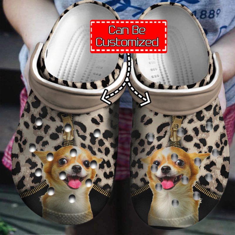 Dog – Personalized Chihuahua Leopard Pattern Clog Shoes For Men And Women