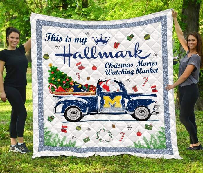 Xmas Michigan Wolverines Football 3D Quilt Blanket, Fleece Blanket