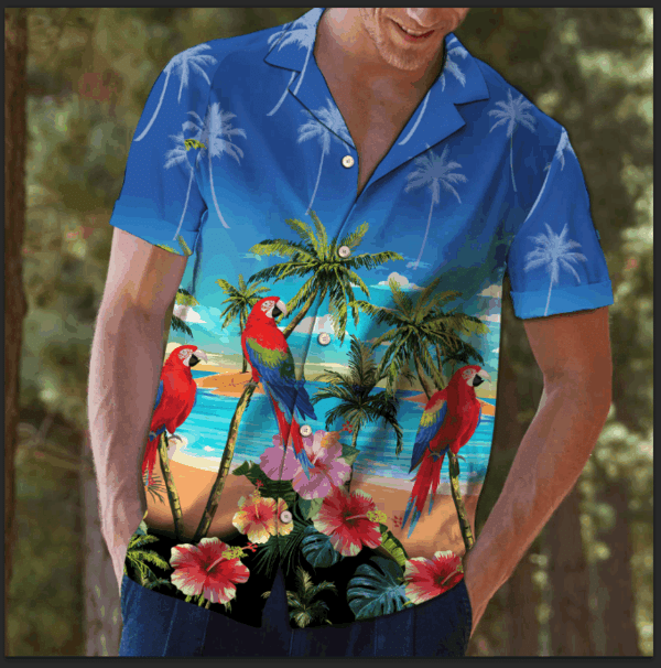 Parrot Hawaiian Shirt | Unisex | Full Size | Adult | Colorful | Hw1074