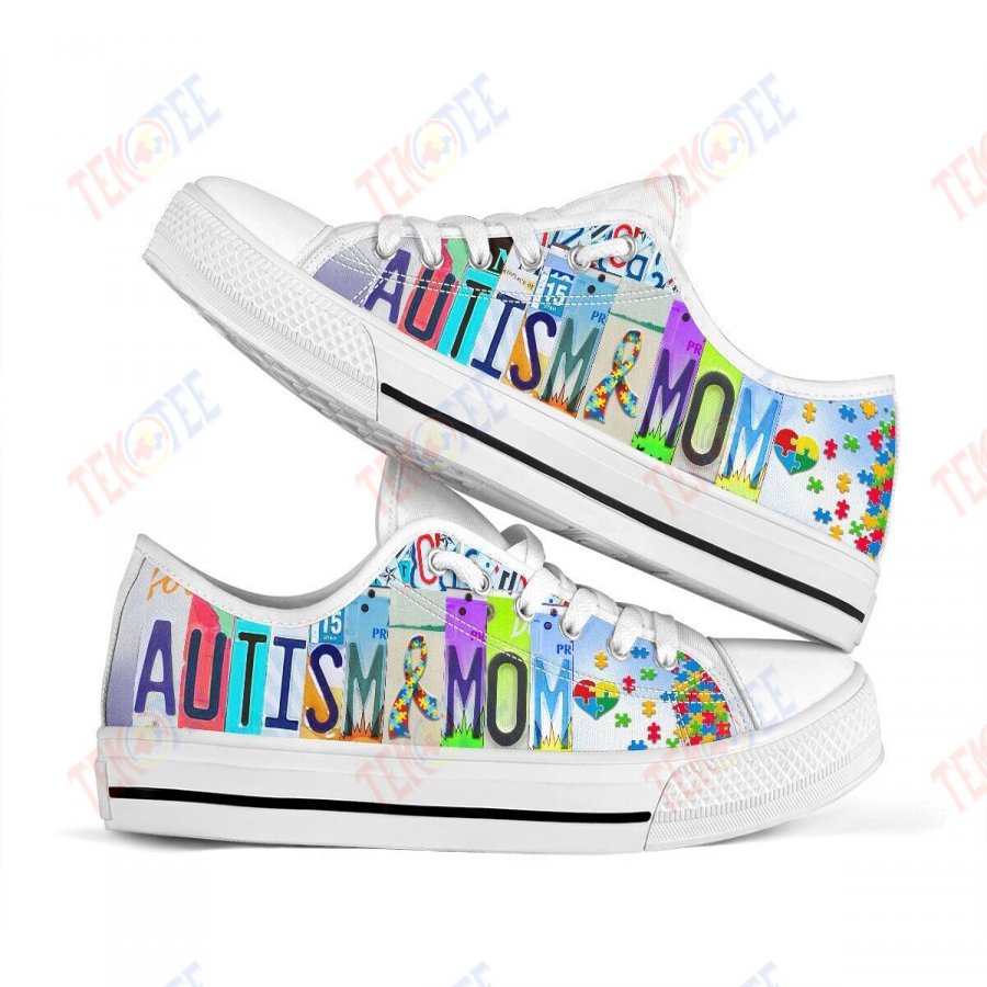 Mens Womens Autism Mom Autism Awareness Kid White Autism Awareness Sole Autism Mom Low Top Shoes Custom Print Footwear Converse Sneakers TMT587