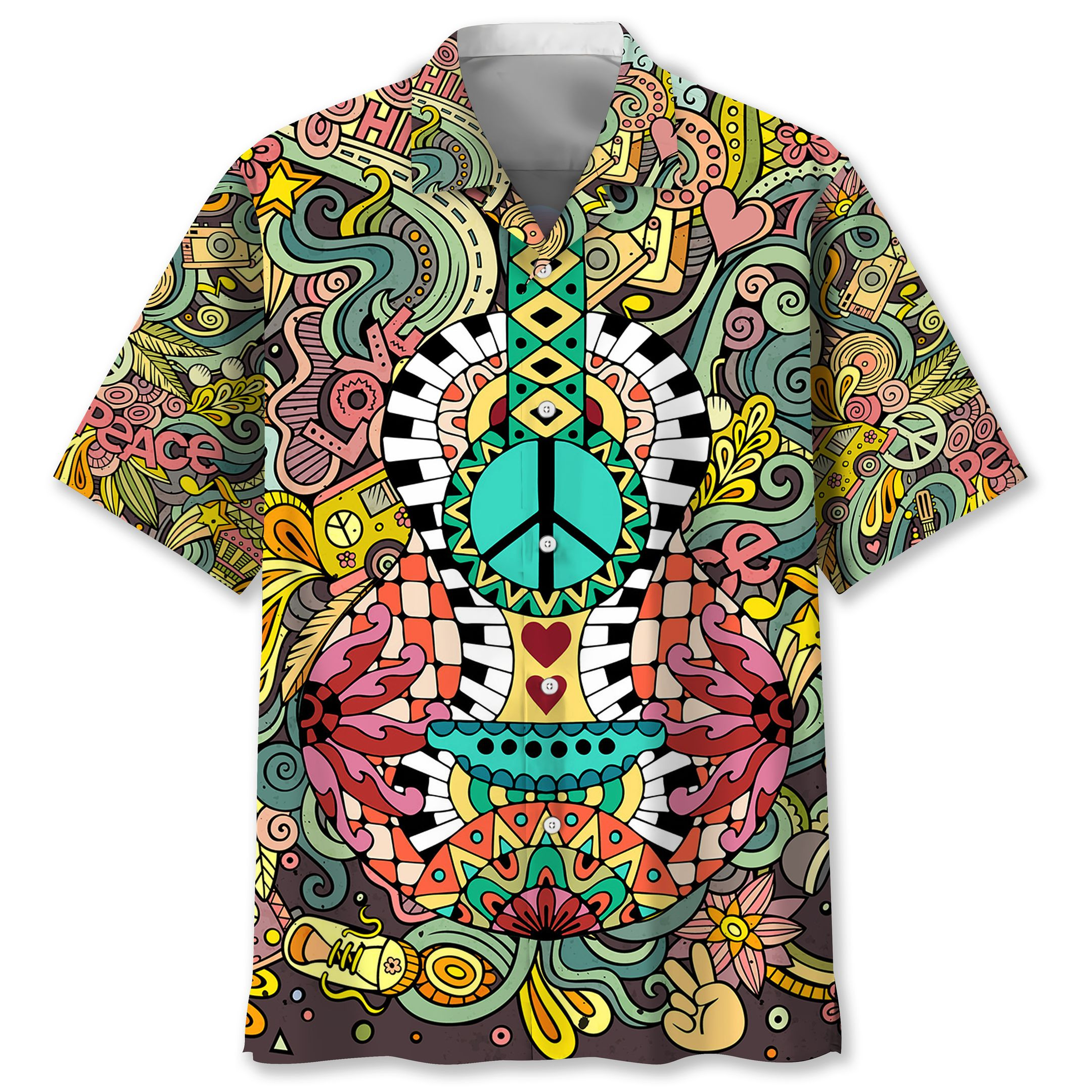 Hippie Guitar Hawaiian Shirt Ha6881