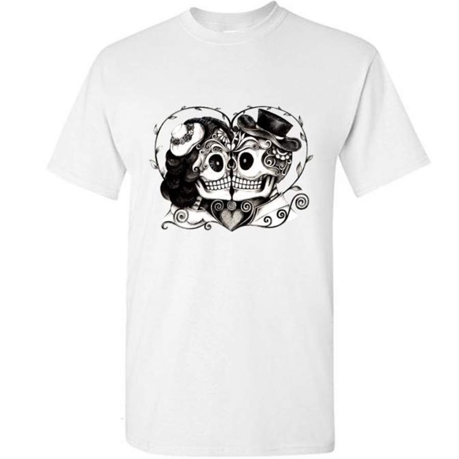 Couple Skulls Together Forever Valentine Gift – Gildan Short Sleeve Shirt