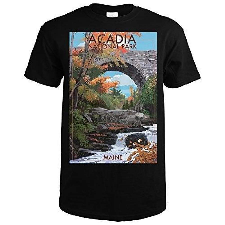 Acadia National Park Maine Stone Bridge Fashion Short Sleeved T Shirt For Men Summer Funny Tee Shirt