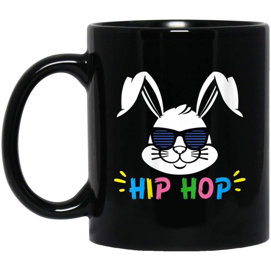 W Funny Hip Hop Easter Day Bunny Rabbit Hunting Egg Gift Peeps 11oz 15oz Black Mug Happy Easter Day Funny Colors Eggs Bunny Ears Peeps Cute