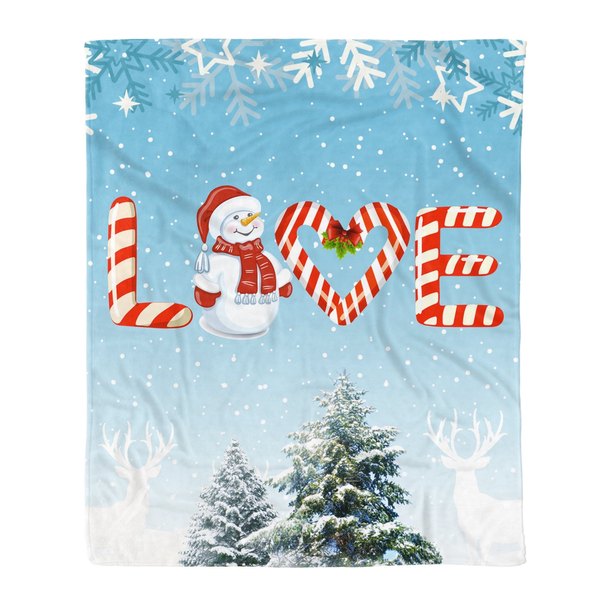 Love Snowman Christmas Candy Cozy Fleece Blanket Cozy Fleece Blanket