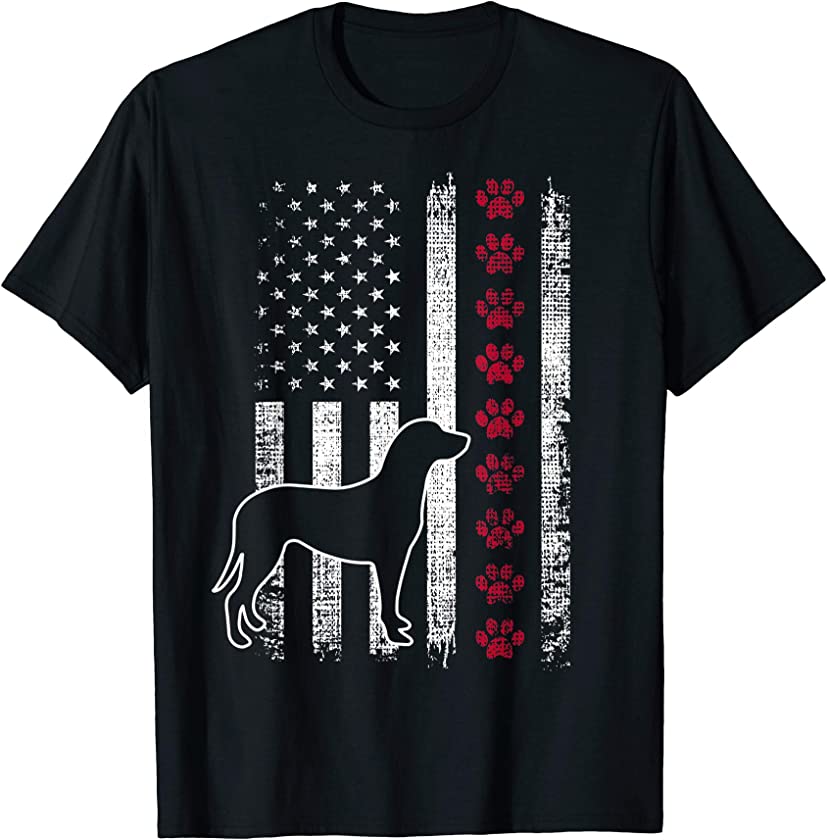 Vintage Retro American Flag Louisiana Catahoula Leopard Dog T-Shirt