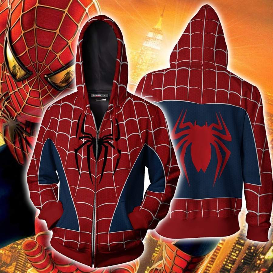 Spider-man PS4 (Tobey Maguire – Sam Raimi 2002 Movie) Cosplay Zip Up Hoodie Jacket