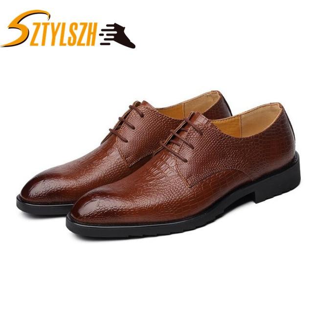 Crocodile Grain Genuine Leather Oxford Shoes