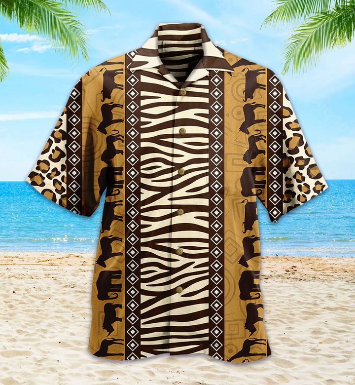 Zebra Leopard Skin Safari Brown 3D Hawaiian Shirt