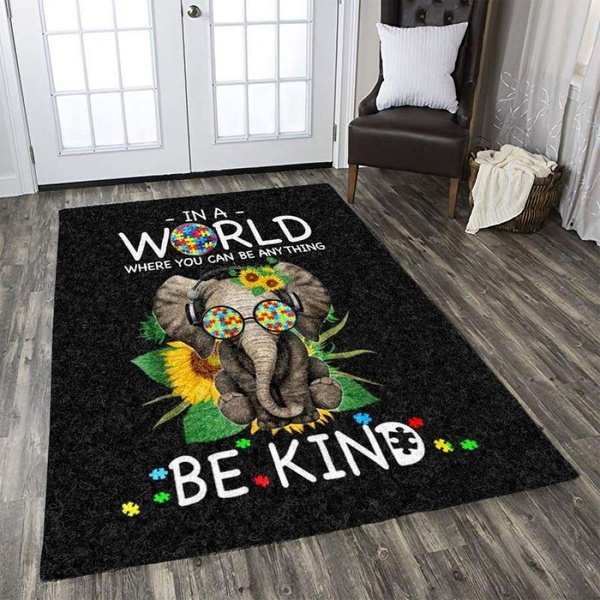 Be Kind Elephant Autism Rectangle Rug 11