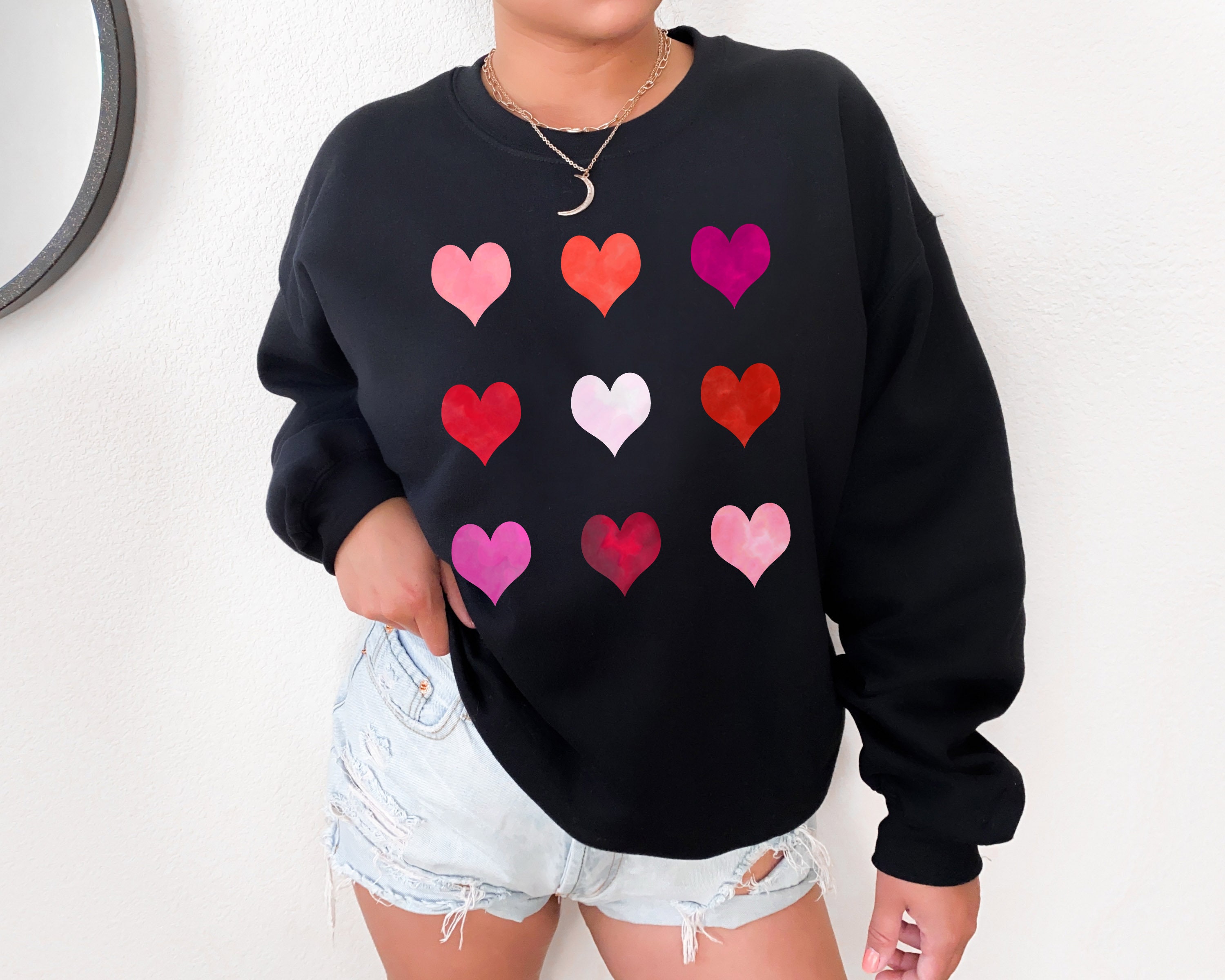 Valentines Sweatshirt – Hearts Sweatshirt – Cute VDay Sweatshirt – Gift For Valentines Day – VDay Party Sweatshirt – Love – Hearts