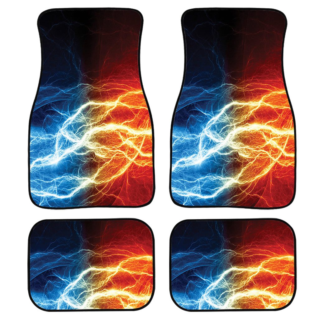 Red And Blue Lightning Print Front And Back Car Floor Mats, Front Car Mat