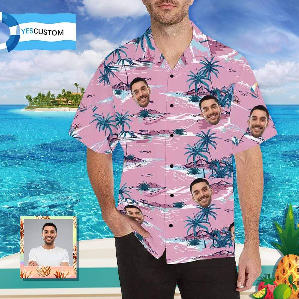 Custom Face Trees Pink All Over Print Hawaii Shirt Ha83653