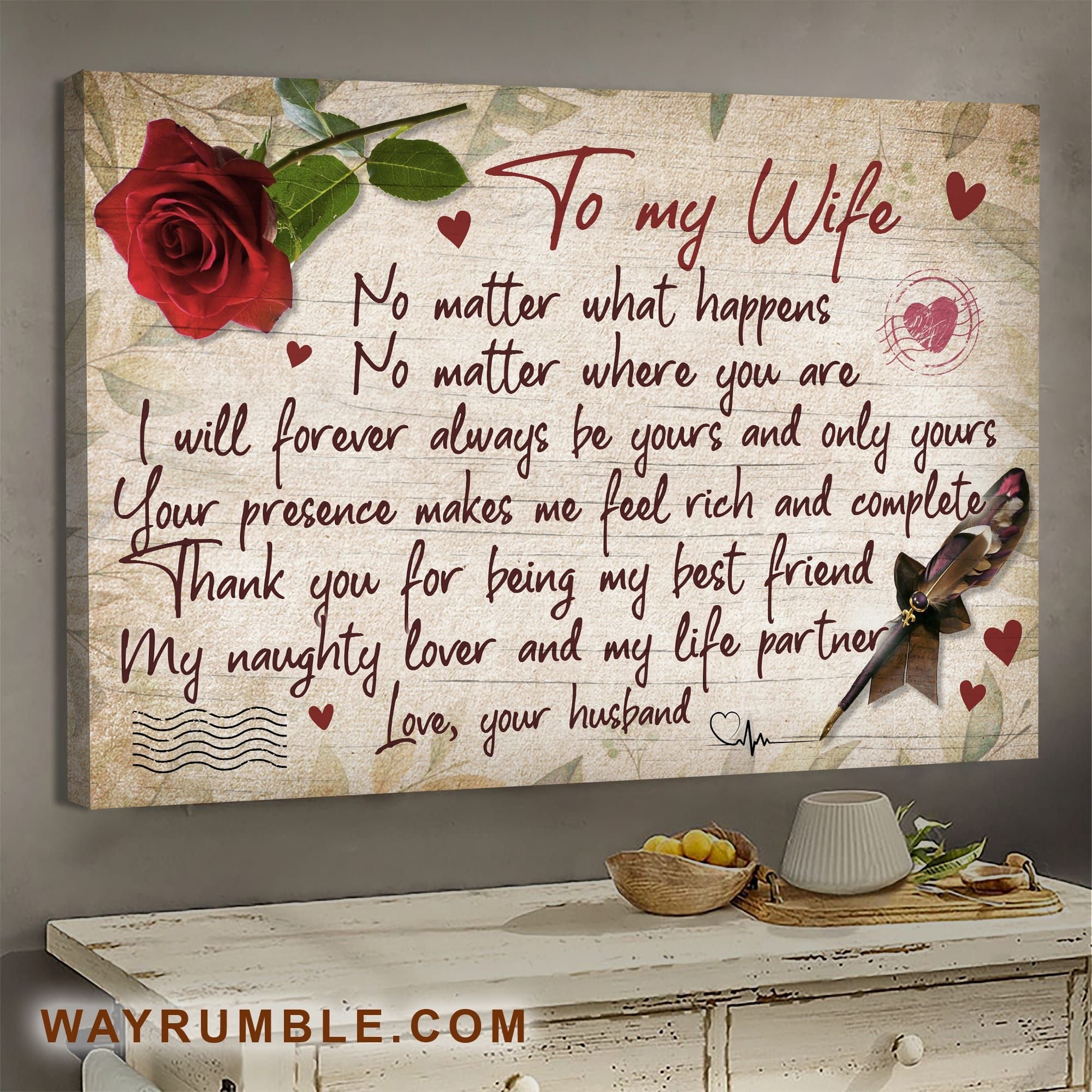 To My Wife – The Love Letter – Thank You For Being My Life Partner – Couple Landscape Canvas Prints Wall Art Gift For Family, Wall Art Decor, Canvas Print, Home Decor