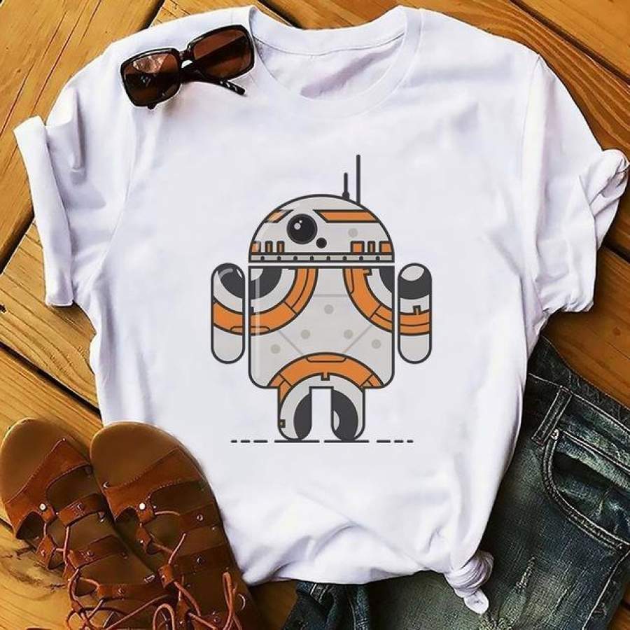 BB8 Micky roll together funny t shirt men summer white casual