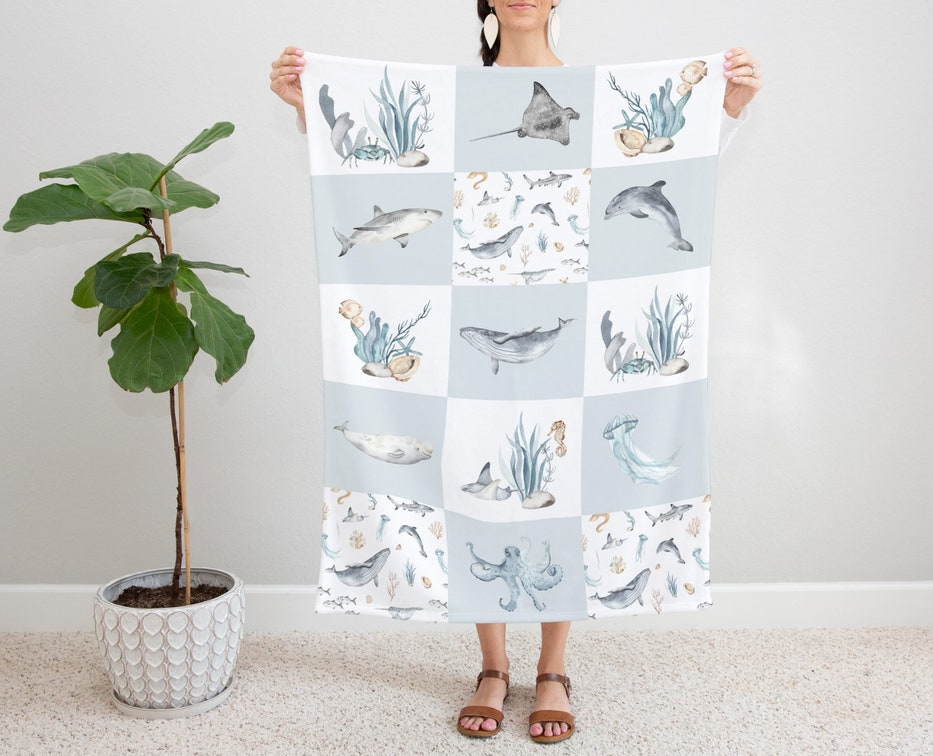 Sea Animals Fleece Blanket Gift For Baby Gift For Sea Animals Lovers Gift For Friend Family Birthday Gift Home Decor Bedding Couch Sofa Soft And Comfy Cozy