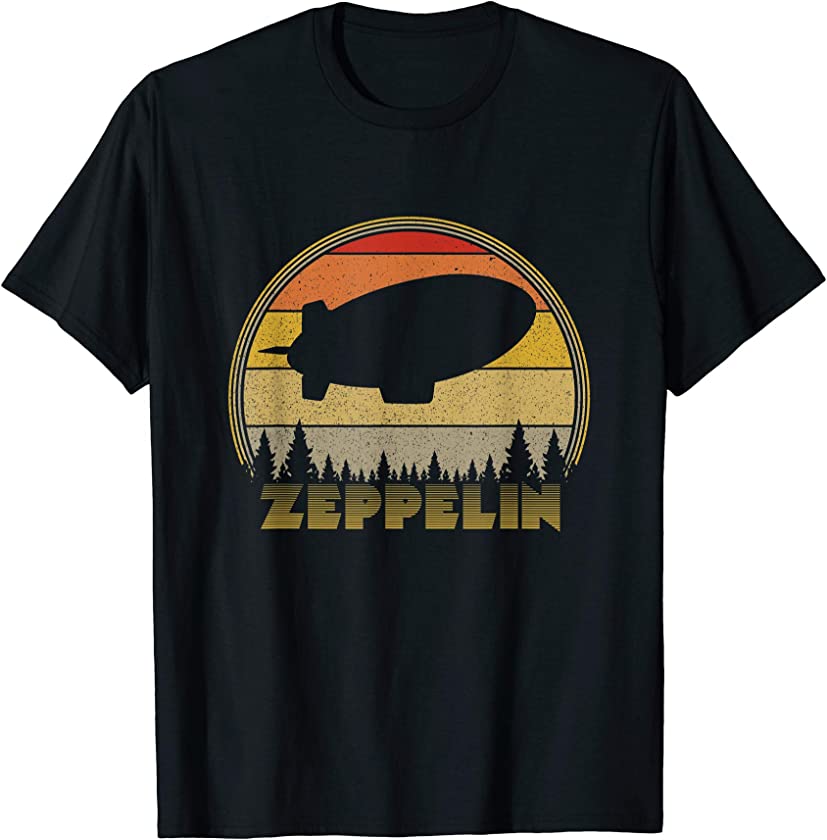 Zeppelin Retro Vintage Sunset 70s 80s Distressed Dirigible T-Shirt