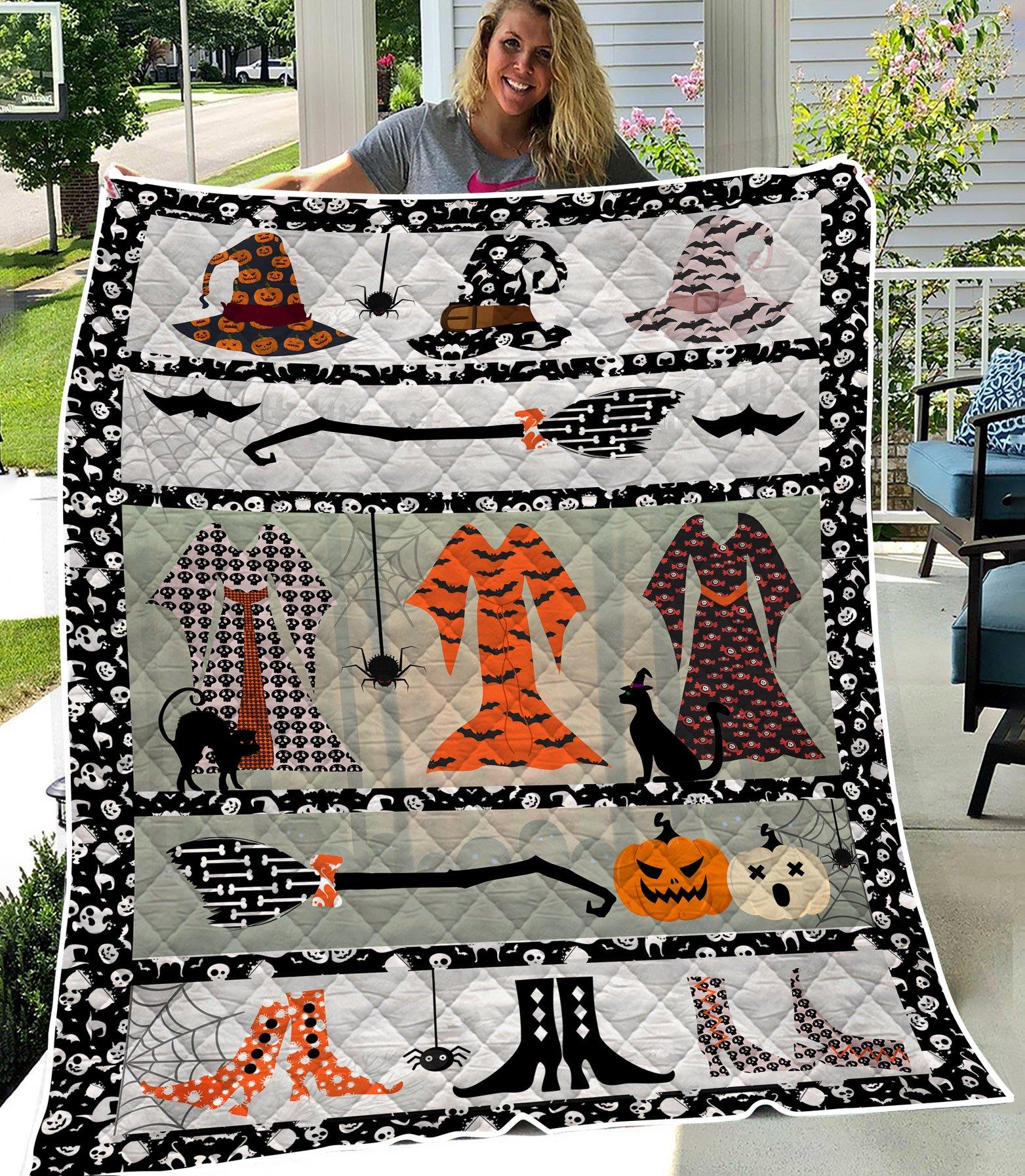 Halloween, Quilt Fleece Blanket – Quilt Blanket, Halloween Gift, Gift For Boy, Gift For Baby, Birthday Gift, Family Gift