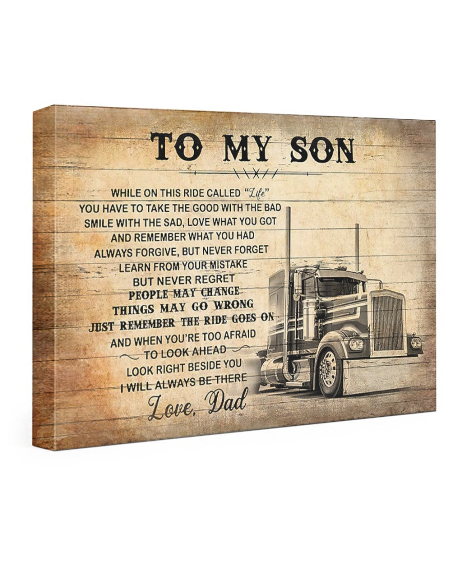 To My Son Love Dad Truck Driver Landscape Canvas & Poster Gift For Son From Dad Home Decor Home Decor Wall Art Visual Art