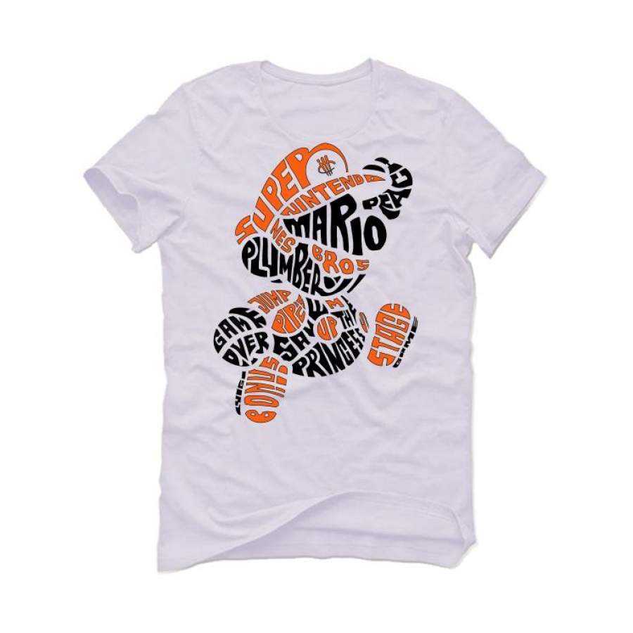 Air Jordan RETRO 1 (Orange black) 2019 White T-Shirt (Mario bro’s )