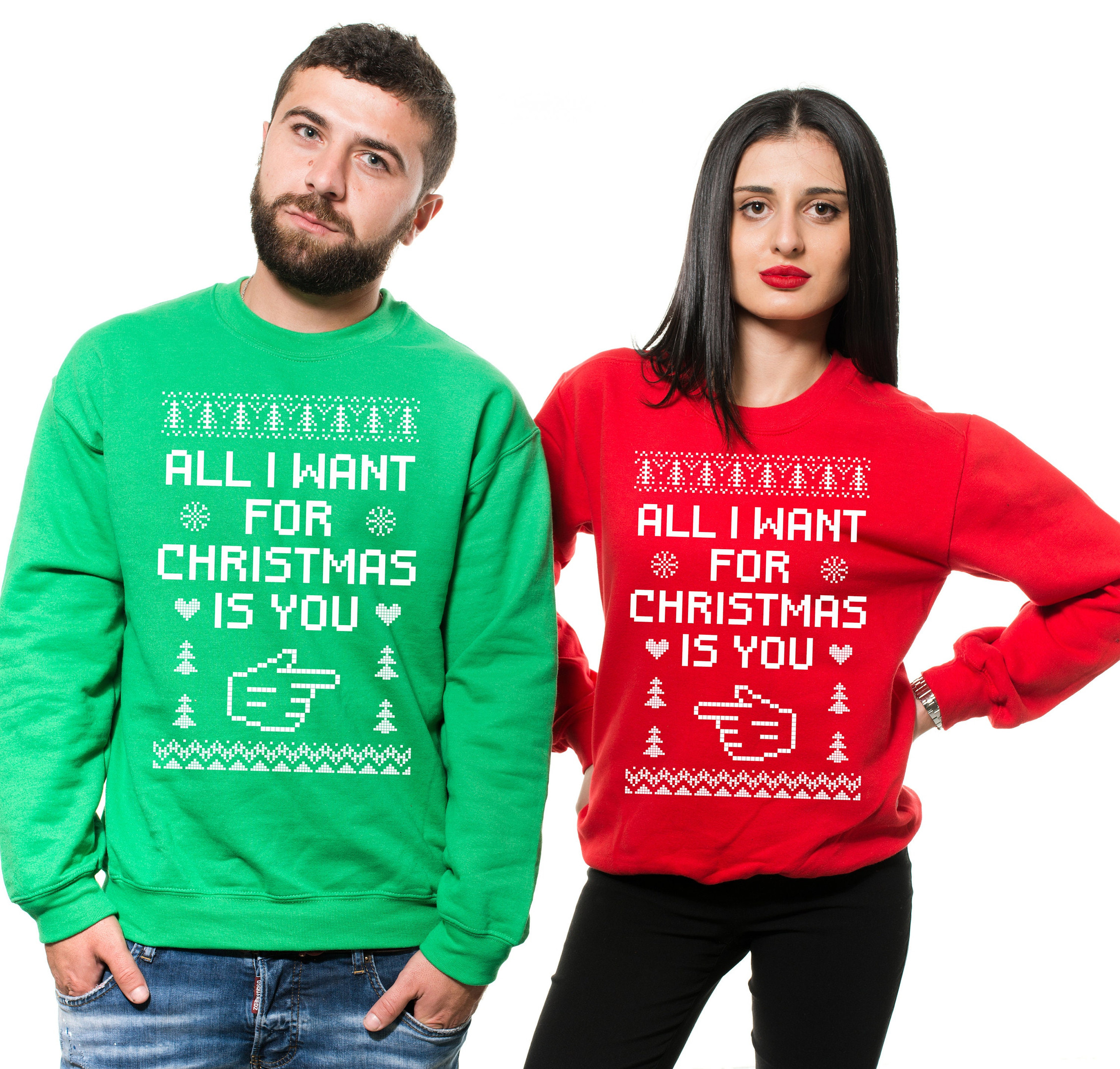 Couple Shirts All I Want For Christmas Is You Sweater Matching Couple, Valentine Gifts, Christmas Gift Graphic Unisex T Shirt, Sweatshirt, Hoodie Size S – 5Xl