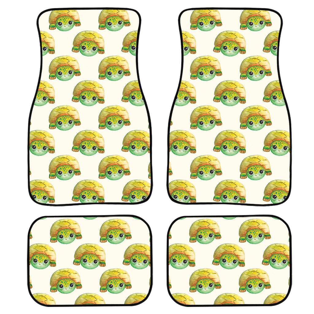 Watercolor Turtle Pattern Print Front And Back Car Floor Mats, Front Car Mat