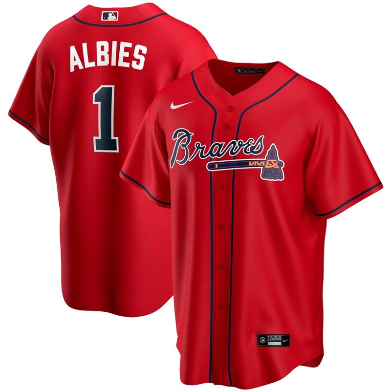 Atlanta Braves Ozzie Albies #1 2020 MLB Red Jersey