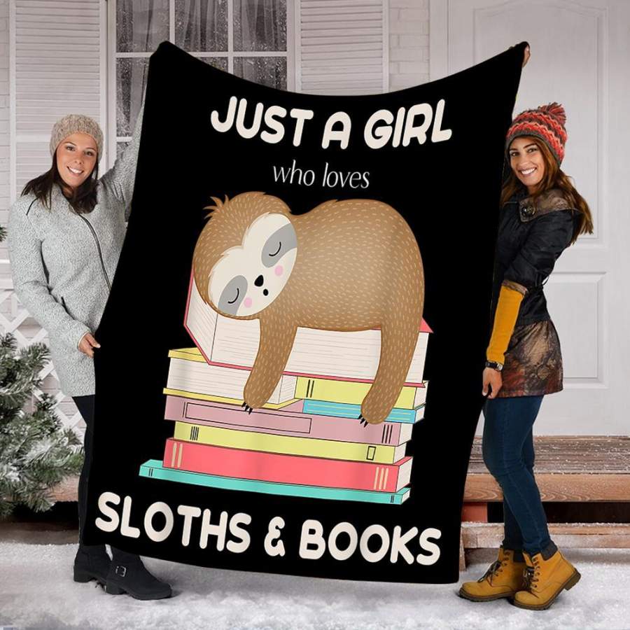 Custom Blanket Sloths And Books Blankt – Gift For Girls – Fleece Blanket