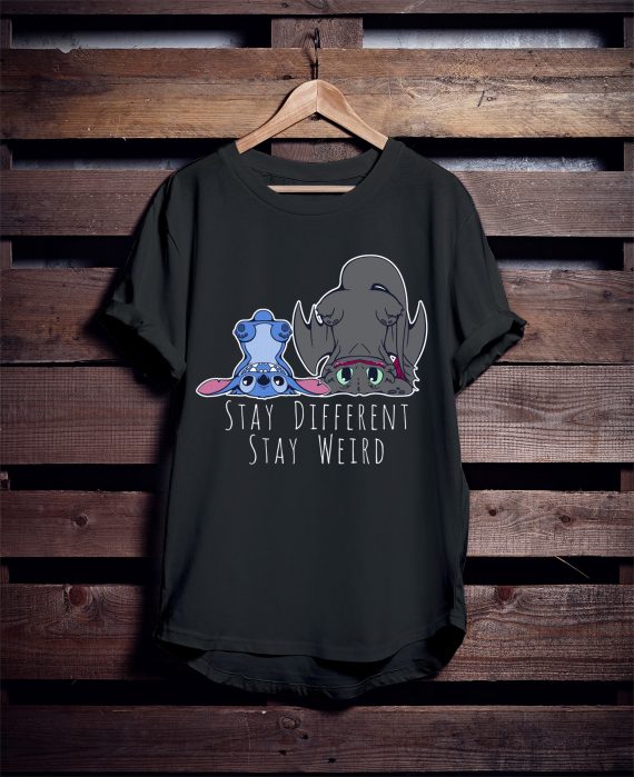 Stitch And Toothless Stay Different Stay Weird Tshirt Nhd