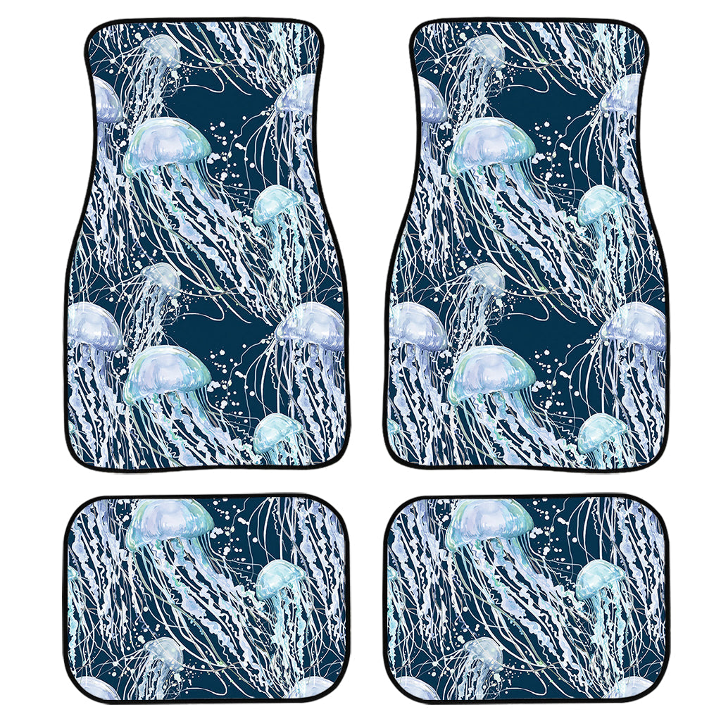 Watercolor Jellyfish Pattern Print Front And Back Car Floor Mats, Front Car Mat