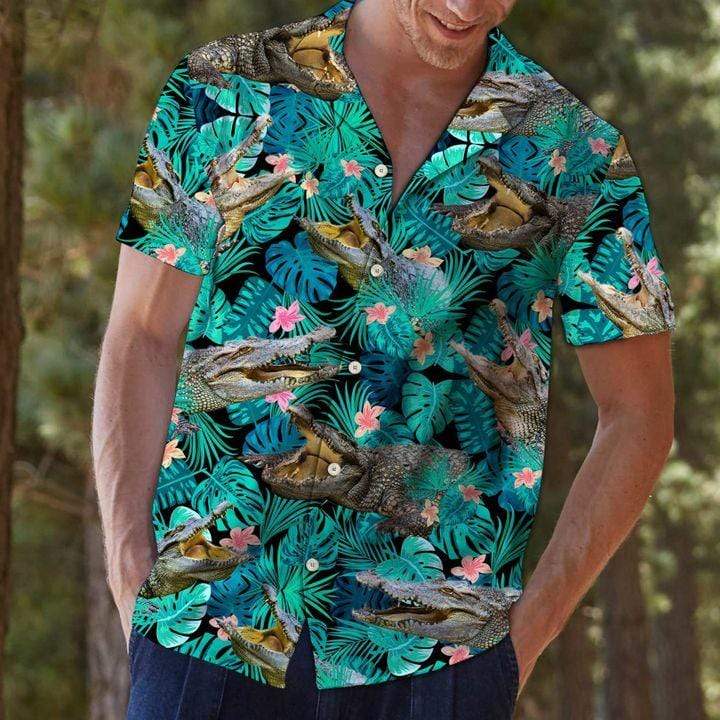 Crocodile Alligator Green Tropical Unisex Hawaii Summer Beach Shirts Ha94039