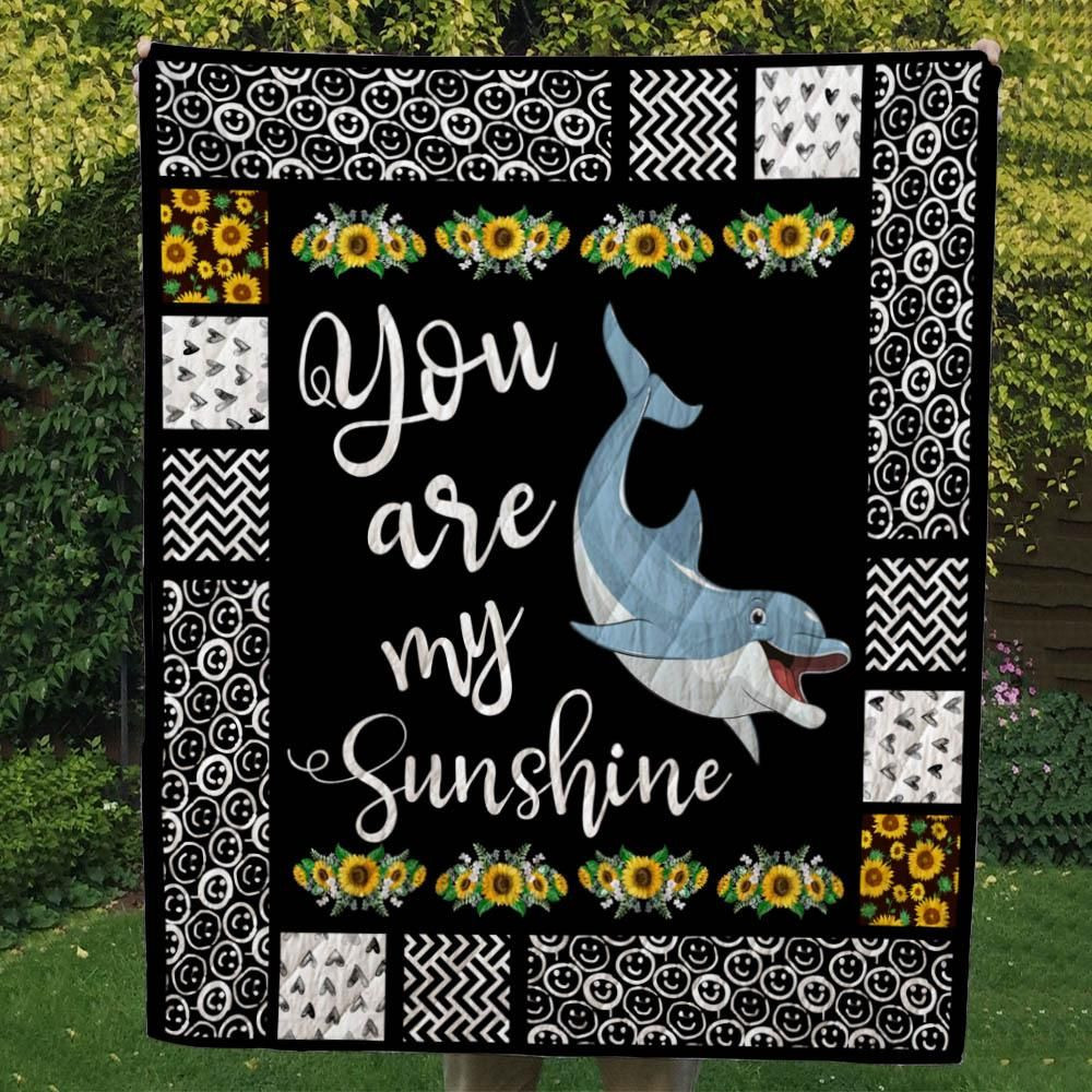 Dolphin Sunflower You Are My Sunshine Quilt Blanket Great Customized Blanket Gifts For Birthday Christmas Thanksgiving