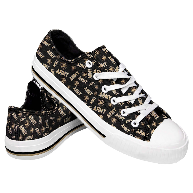 Army Black Knights NCAA Womens Low Top Repeat Print Canvas Shoes