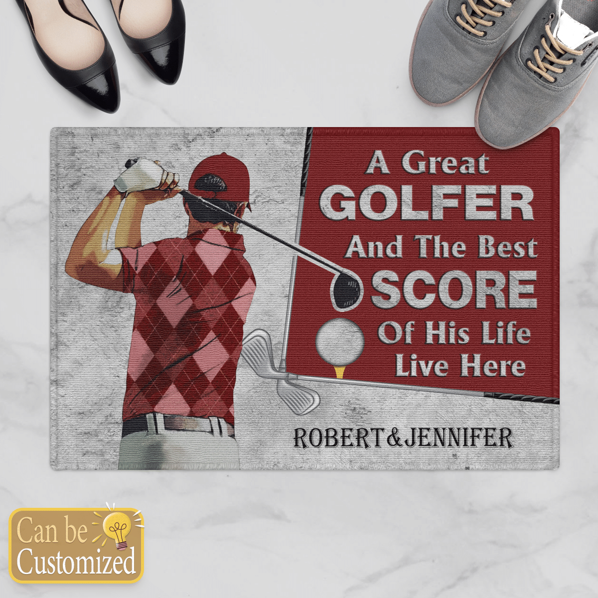 Golfer And The Best Score Couples Husband Wife Christs Christians Gifts Doormats Mats Canvases Pictures Puzzles Posters Quilts Blankets