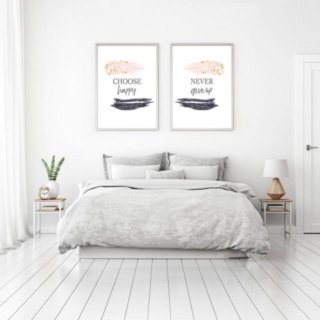 Choose Happy Never Give Up Poster Gift Set For Couple