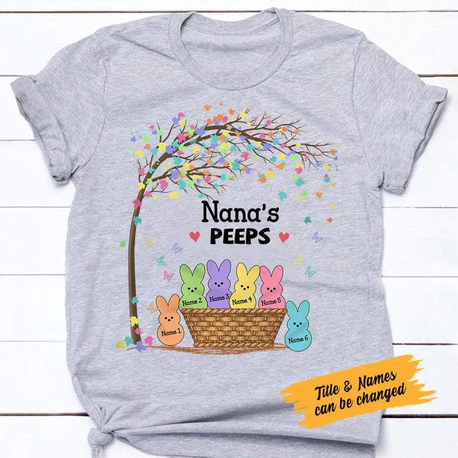 Personalized Grandma Peeps, Nana Peep, Grandma Bunny With Kid Easter Sunday Grandma Shirt