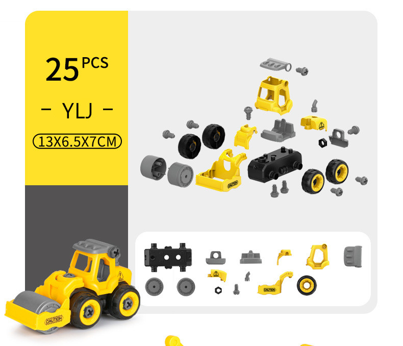 1 Set Mini Construction Truck Assemble Excavator Bulldozer Set Kids Toy Nut Disassembly Education Toy Car Model for Child alx