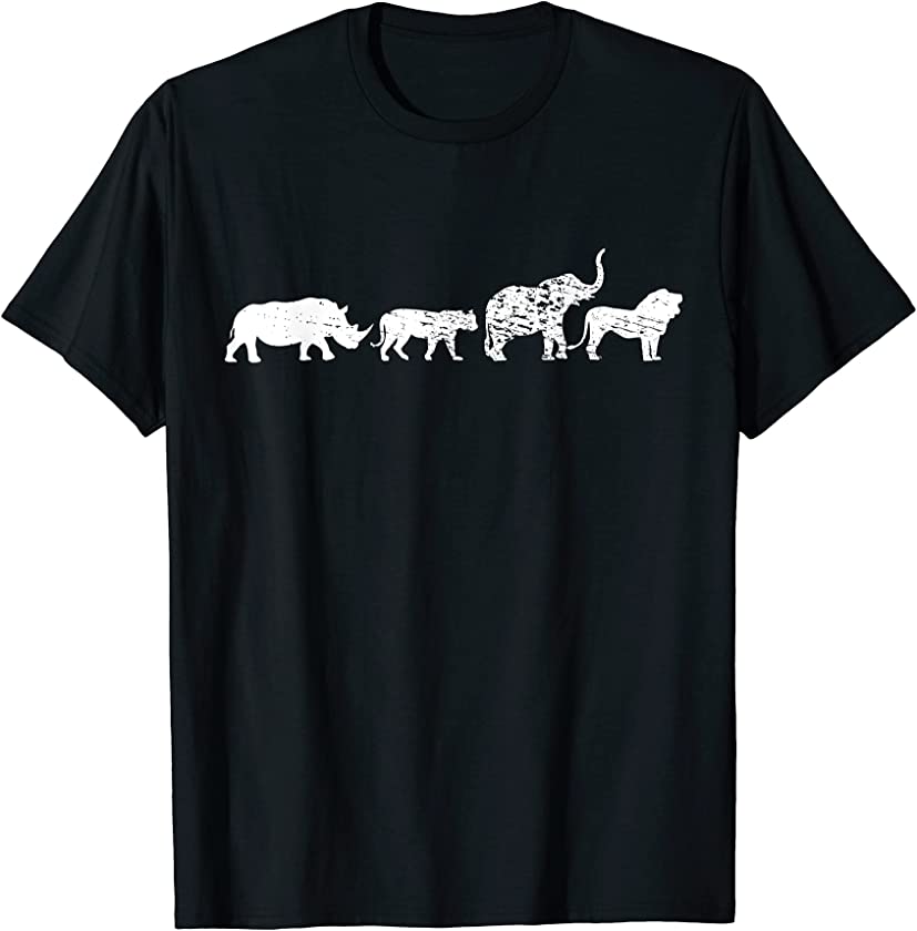 Africa Safari Animals Rhino Lion Elephant Namibia Vintage T-Shirt